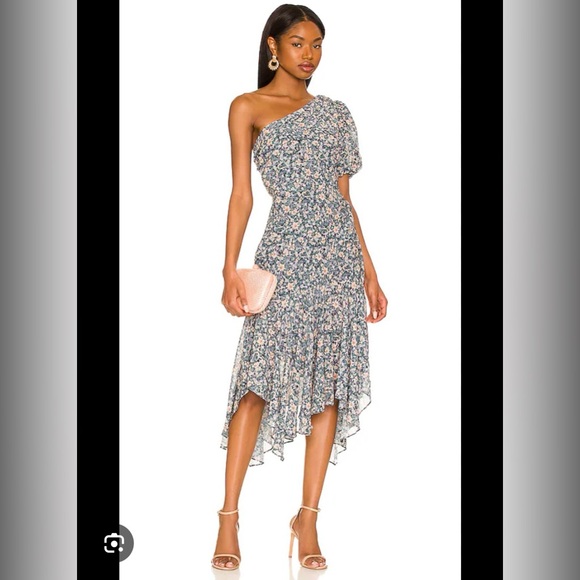 Astr the label Santorini Dress Blue & Peach Multi Floral in size small - Picture 2 of 3